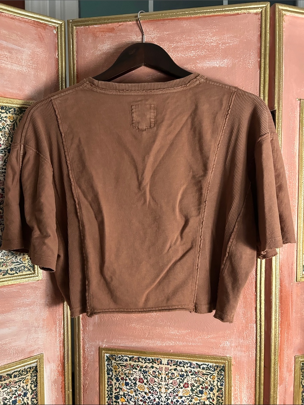 aerie Cropped Crewneck Top in Cocoa Brown - Picture 4 of 6